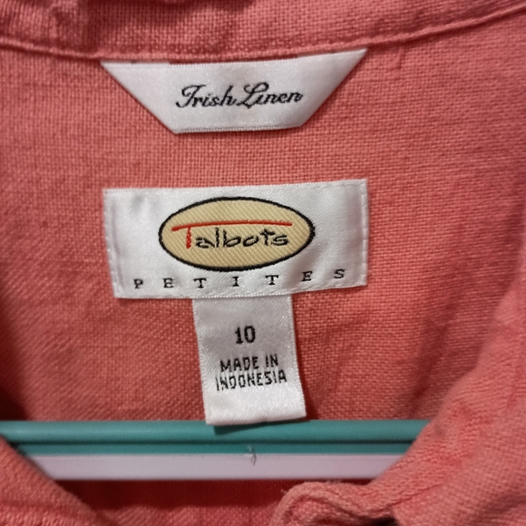 Talbots 100% Irish linen salmon colored dress size 10P - Picture 4 of 5